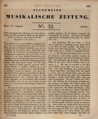 Allgemeine musikalische Zeitung Mittwoch 7. August 1833