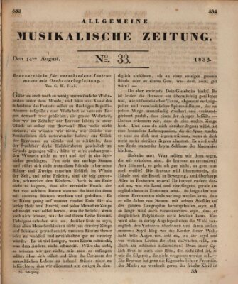 Allgemeine musikalische Zeitung Mittwoch 14. August 1833