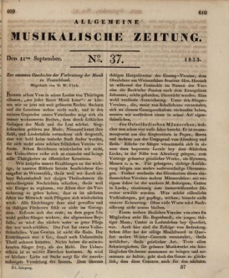 Allgemeine musikalische Zeitung Mittwoch 11. September 1833