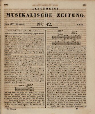 Allgemeine musikalische Zeitung Mittwoch 16. Oktober 1833