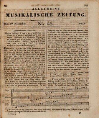 Allgemeine musikalische Zeitung Mittwoch 6. November 1833