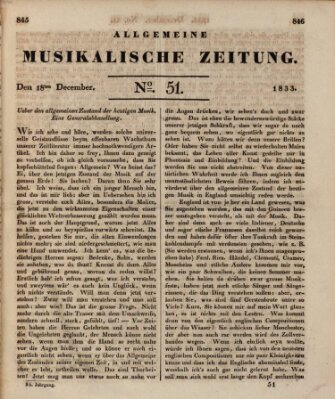 Allgemeine musikalische Zeitung Mittwoch 18. Dezember 1833