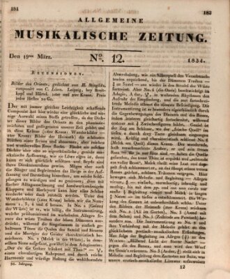 Allgemeine musikalische Zeitung Mittwoch 19. März 1834