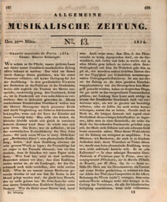 Allgemeine musikalische Zeitung Mittwoch 26. März 1834