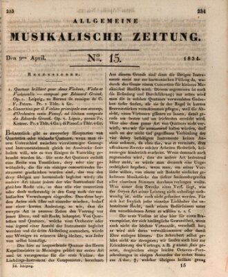 Allgemeine musikalische Zeitung Mittwoch 9. April 1834