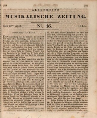 Allgemeine musikalische Zeitung Mittwoch 16. April 1834