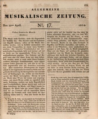 Allgemeine musikalische Zeitung Mittwoch 23. April 1834