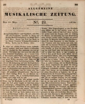 Allgemeine musikalische Zeitung Mittwoch 7. Mai 1834