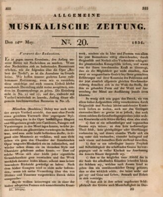 Allgemeine musikalische Zeitung Mittwoch 14. Mai 1834