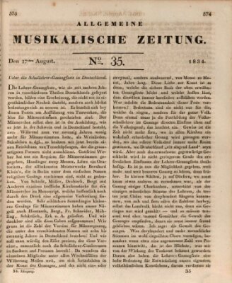 Allgemeine musikalische Zeitung Mittwoch 27. August 1834