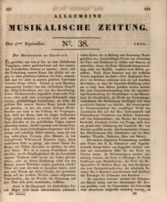 Allgemeine musikalische Zeitung Mittwoch 17. September 1834