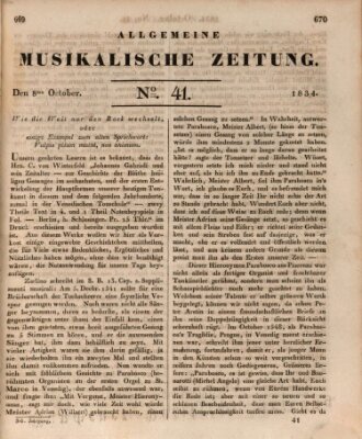 Allgemeine musikalische Zeitung Mittwoch 8. Oktober 1834