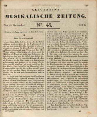 Allgemeine musikalische Zeitung Mittwoch 5. November 1834