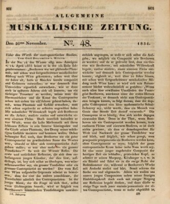 Allgemeine musikalische Zeitung Mittwoch 26. November 1834