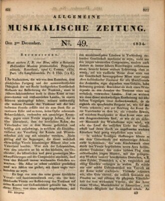 Allgemeine musikalische Zeitung Mittwoch 3. Dezember 1834