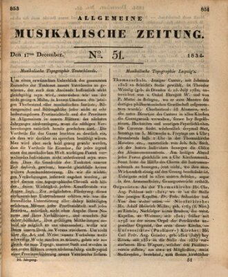 Allgemeine musikalische Zeitung Mittwoch 17. Dezember 1834