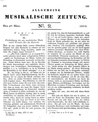 Allgemeine musikalische Zeitung Mittwoch 4. März 1835