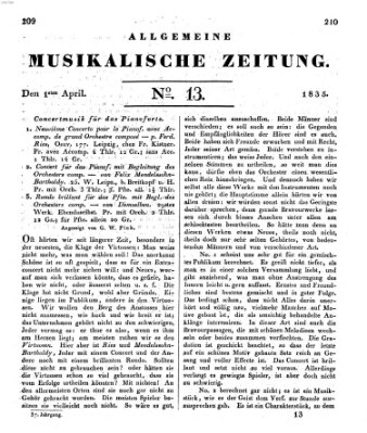 Allgemeine musikalische Zeitung Mittwoch 1. April 1835