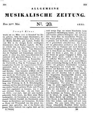 Allgemeine musikalische Zeitung Mittwoch 20. Mai 1835