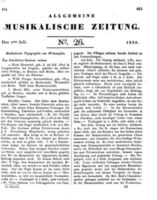 Allgemeine musikalische Zeitung Mittwoch 1. Juli 1835