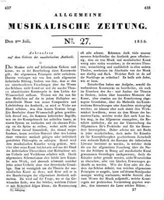 Allgemeine musikalische Zeitung Mittwoch 8. Juli 1835