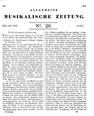 Allgemeine musikalische Zeitung Mittwoch 15. Juli 1835