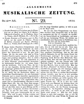 Allgemeine musikalische Zeitung Mittwoch 22. Juli 1835