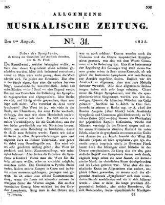 Allgemeine musikalische Zeitung Mittwoch 5. August 1835