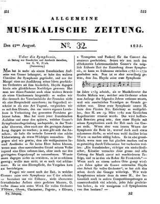 Allgemeine musikalische Zeitung Mittwoch 12. August 1835