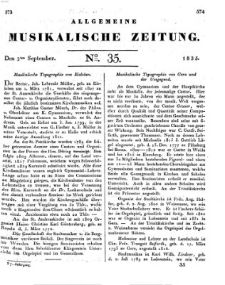 Allgemeine musikalische Zeitung Mittwoch 2. September 1835