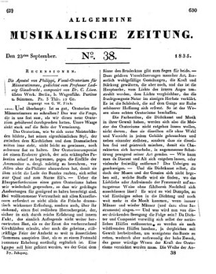 Allgemeine musikalische Zeitung Mittwoch 23. September 1835