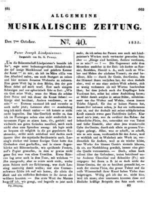 Allgemeine musikalische Zeitung Mittwoch 7. Oktober 1835