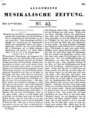 Allgemeine musikalische Zeitung Mittwoch 21. Oktober 1835