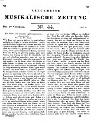 Allgemeine musikalische Zeitung Mittwoch 4. November 1835