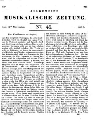 Allgemeine musikalische Zeitung Mittwoch 18. November 1835