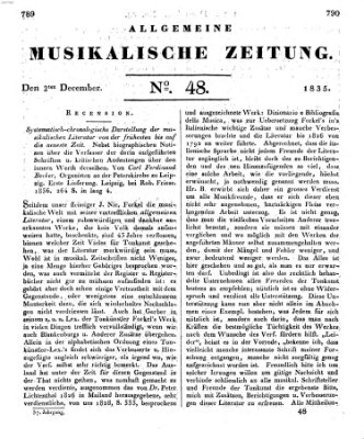 Allgemeine musikalische Zeitung Mittwoch 2. Dezember 1835