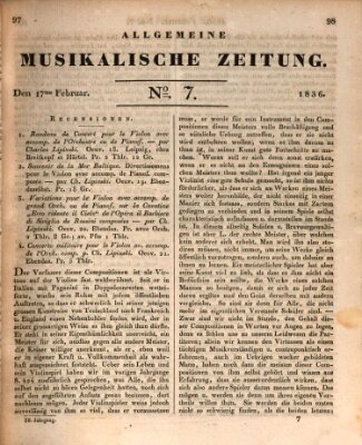 Allgemeine musikalische Zeitung Mittwoch 17. Februar 1836