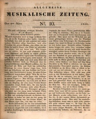 Allgemeine musikalische Zeitung Mittwoch 9. März 1836