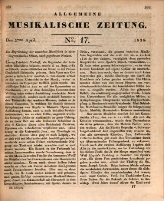 Allgemeine musikalische Zeitung Mittwoch 27. April 1836