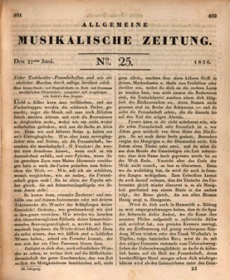 Allgemeine musikalische Zeitung Mittwoch 22. Juni 1836