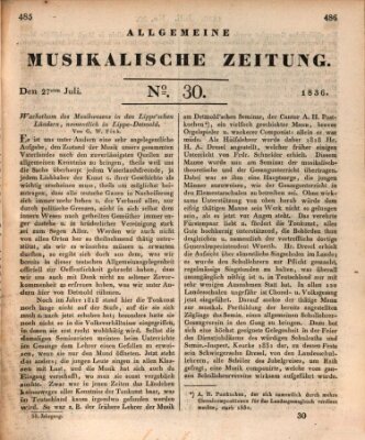 Allgemeine musikalische Zeitung Mittwoch 27. Juli 1836