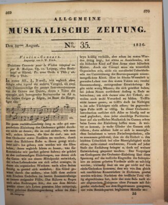 Allgemeine musikalische Zeitung Mittwoch 31. August 1836