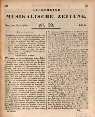 Allgemeine musikalische Zeitung Mittwoch 28. September 1836