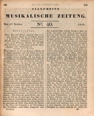 Allgemeine musikalische Zeitung Mittwoch 5. Oktober 1836