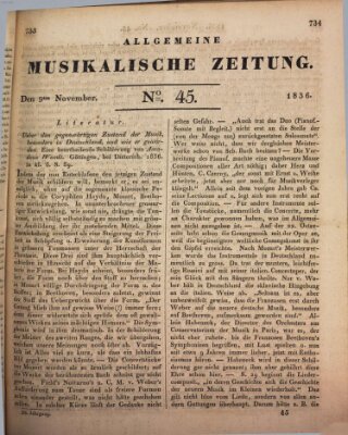 Allgemeine musikalische Zeitung Mittwoch 9. November 1836