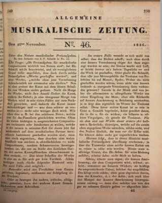 Allgemeine musikalische Zeitung Mittwoch 16. November 1836