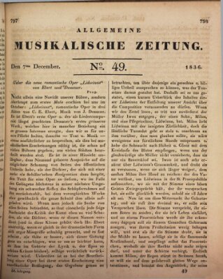 Allgemeine musikalische Zeitung Mittwoch 7. Dezember 1836