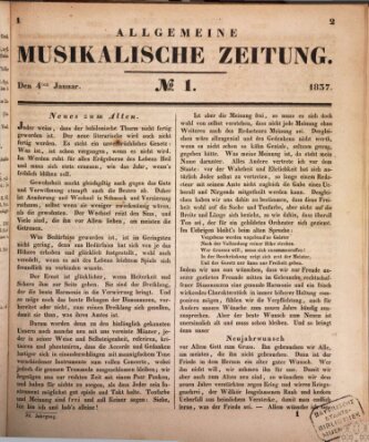 Allgemeine musikalische Zeitung Mittwoch 4. Januar 1837