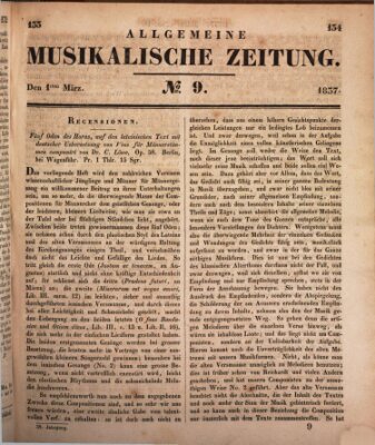 Allgemeine musikalische Zeitung Mittwoch 1. März 1837