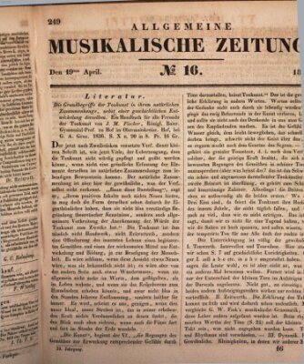 Allgemeine musikalische Zeitung Mittwoch 19. April 1837